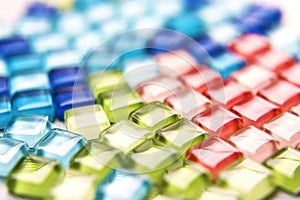 Colorful clear glass tiles close up photo photo